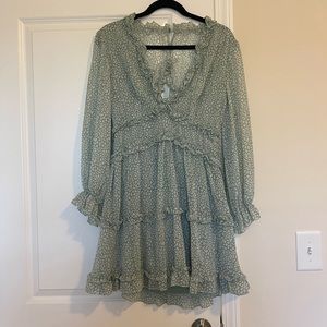 Amazon Dokotoo Deep V Neck Ruffle Long Sleeve Floral Print Mini Dress